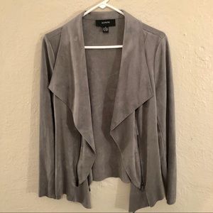 Alfani Faux Suede Flyaway Open Jacket Gray MD